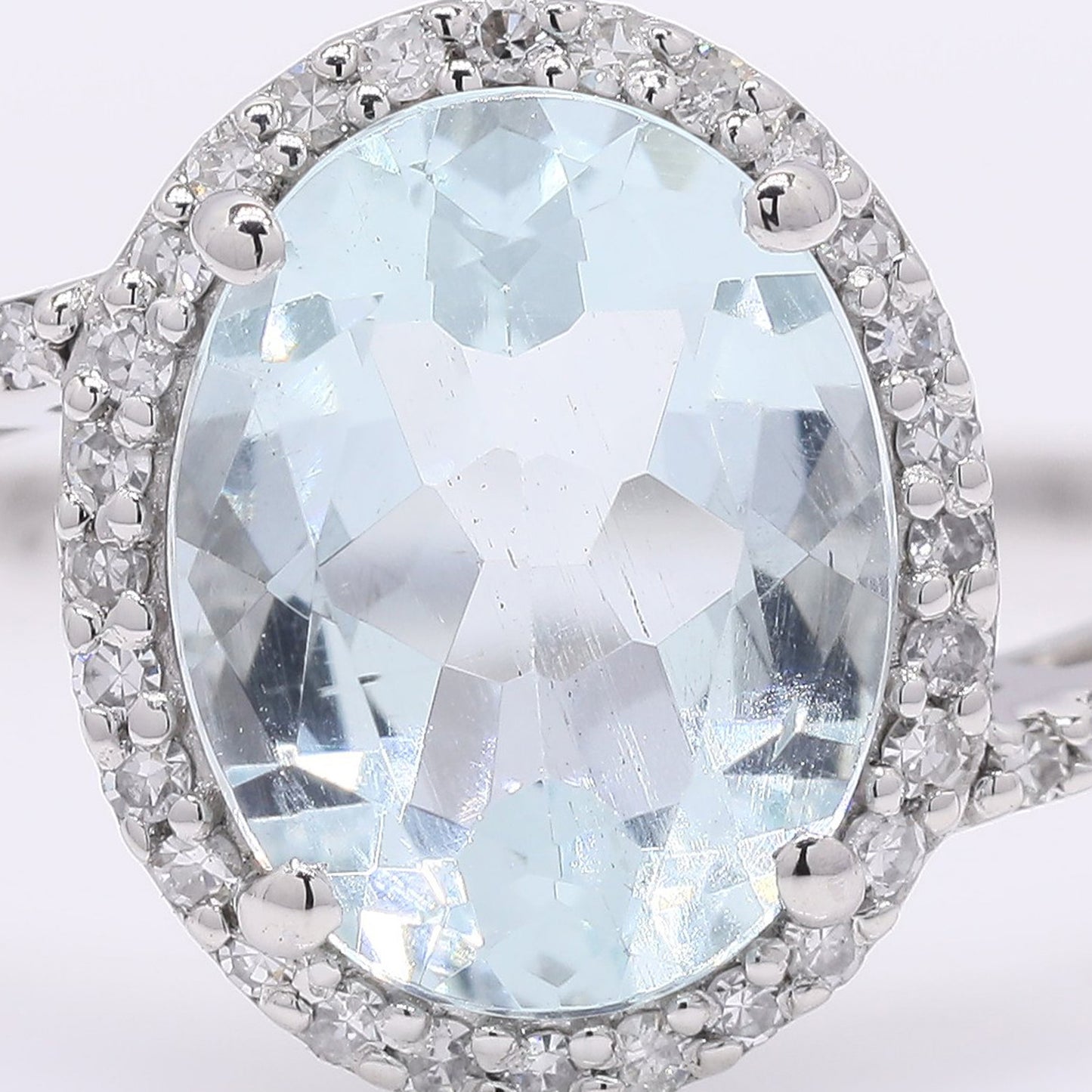 1.63 Ct Oval Mixed Cut Natural Aquamarine 950 Platinum Ring