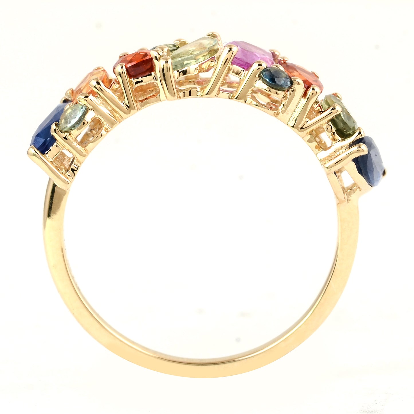 2.19 Ct Marquise Multi Sapphire 14K Gold Ring