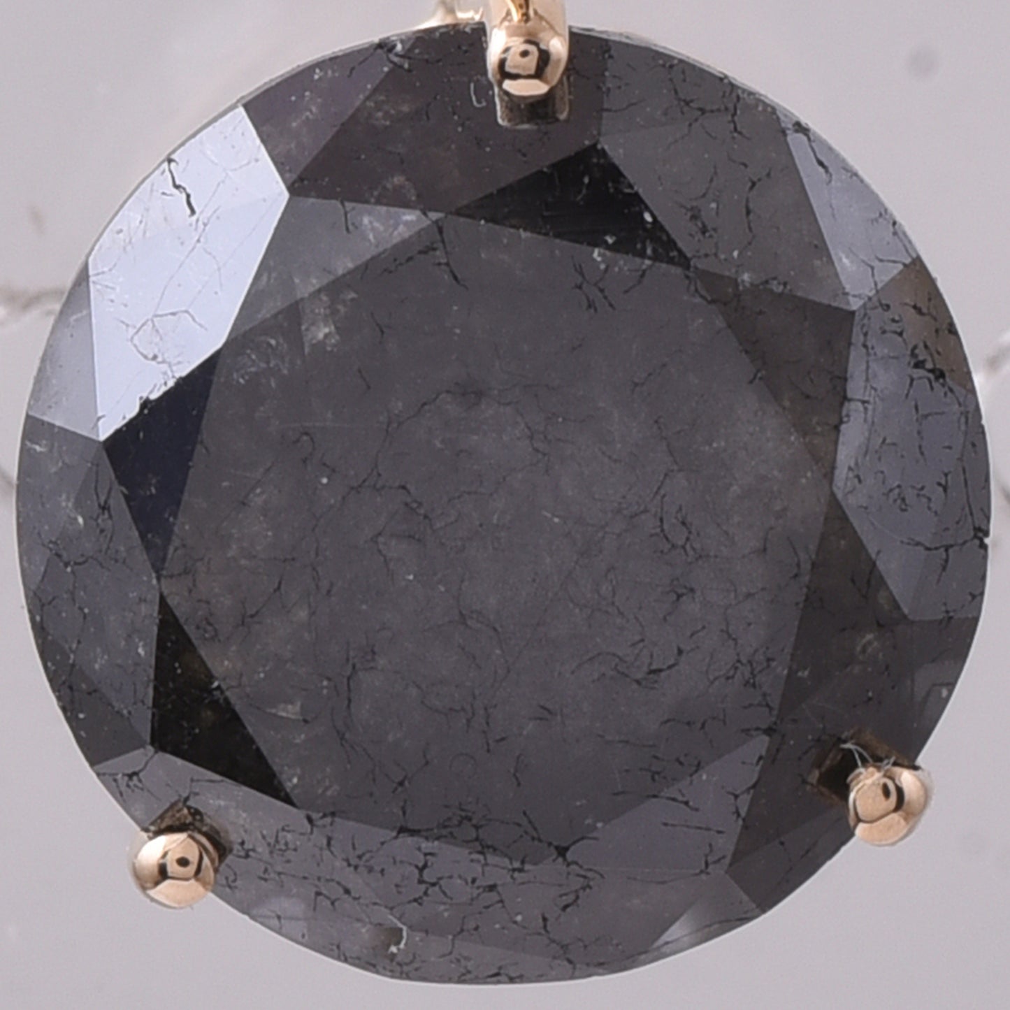5.44 Ct Round Black Diamond 14K Gold Pendant