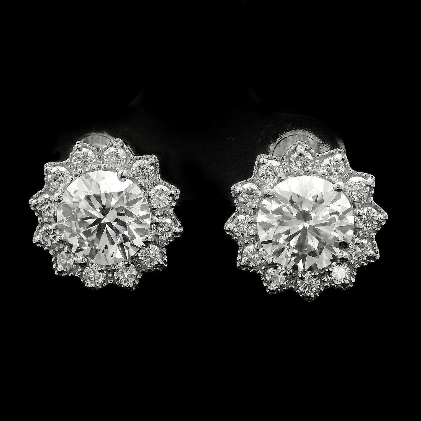 3.85 Carats Lab Grown Diamond 14K Gold Earrings