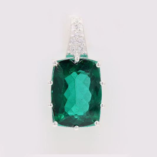13.70 Ct Cushion Green Topaz 925 Silver Pendant