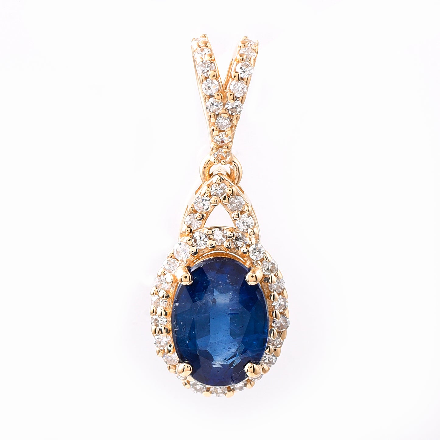1.24 Ct Oval Mixed Cut Natural Sapphire 14K Gold Pendant