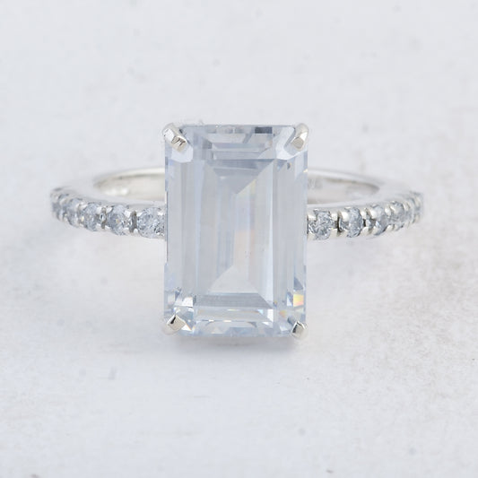 9.86 Ct Octagon White Cz 925 Sterling Silver Ring