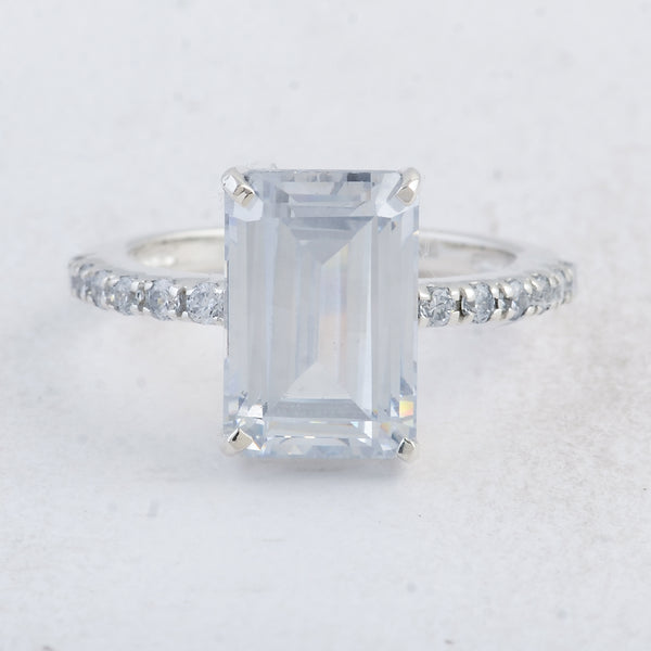 9.86 Ct Octagon White Cz 925 Sterling Silver Ring