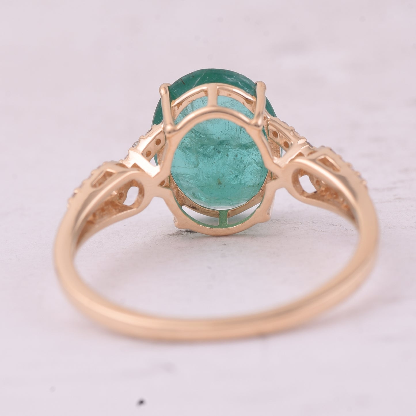 2.39 Ct Oval Mixed Cut Natural Emerald 14K Gold Ring