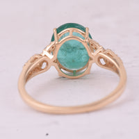 2.39 Ct Oval Mixed Cut Natural Emerald 14K Gold Ring