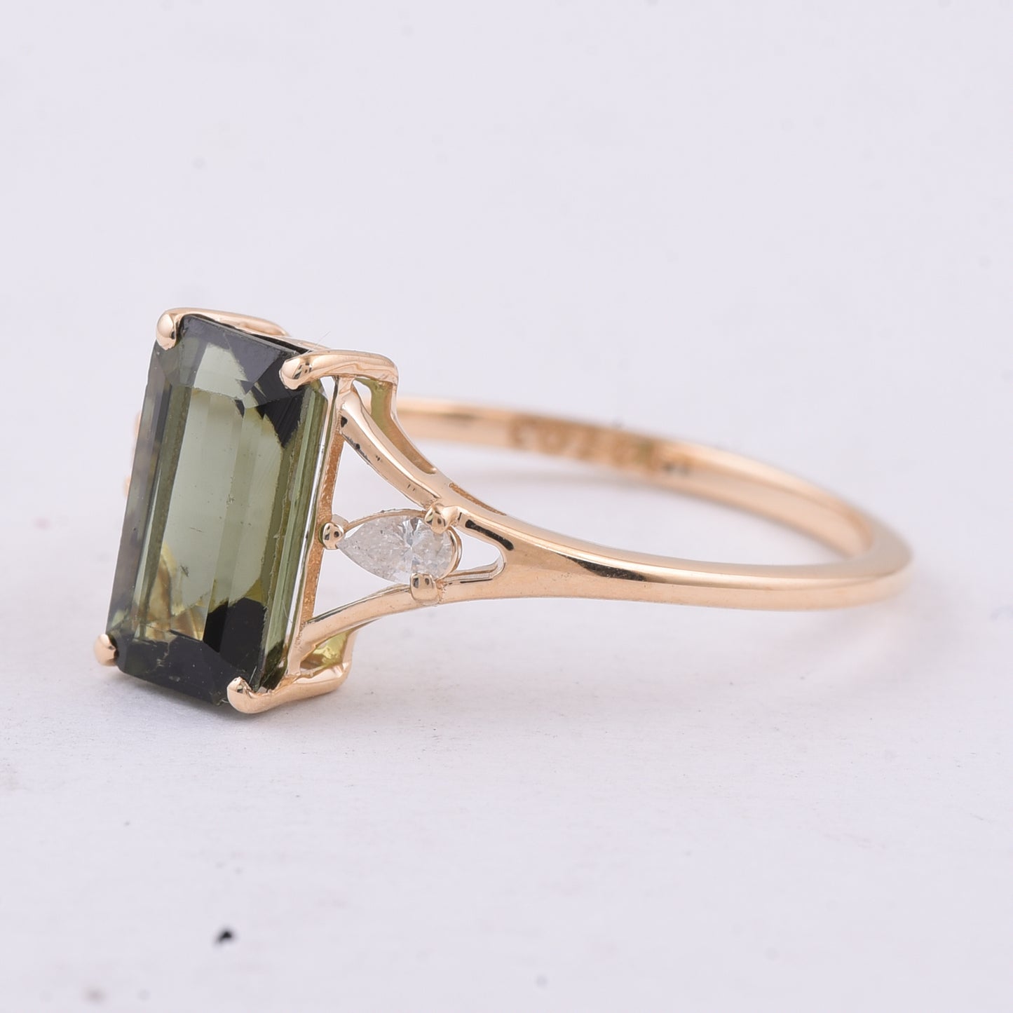 1.75 Ct Octagon Step Cut Natural Tourmaline 14K Gold Ring
