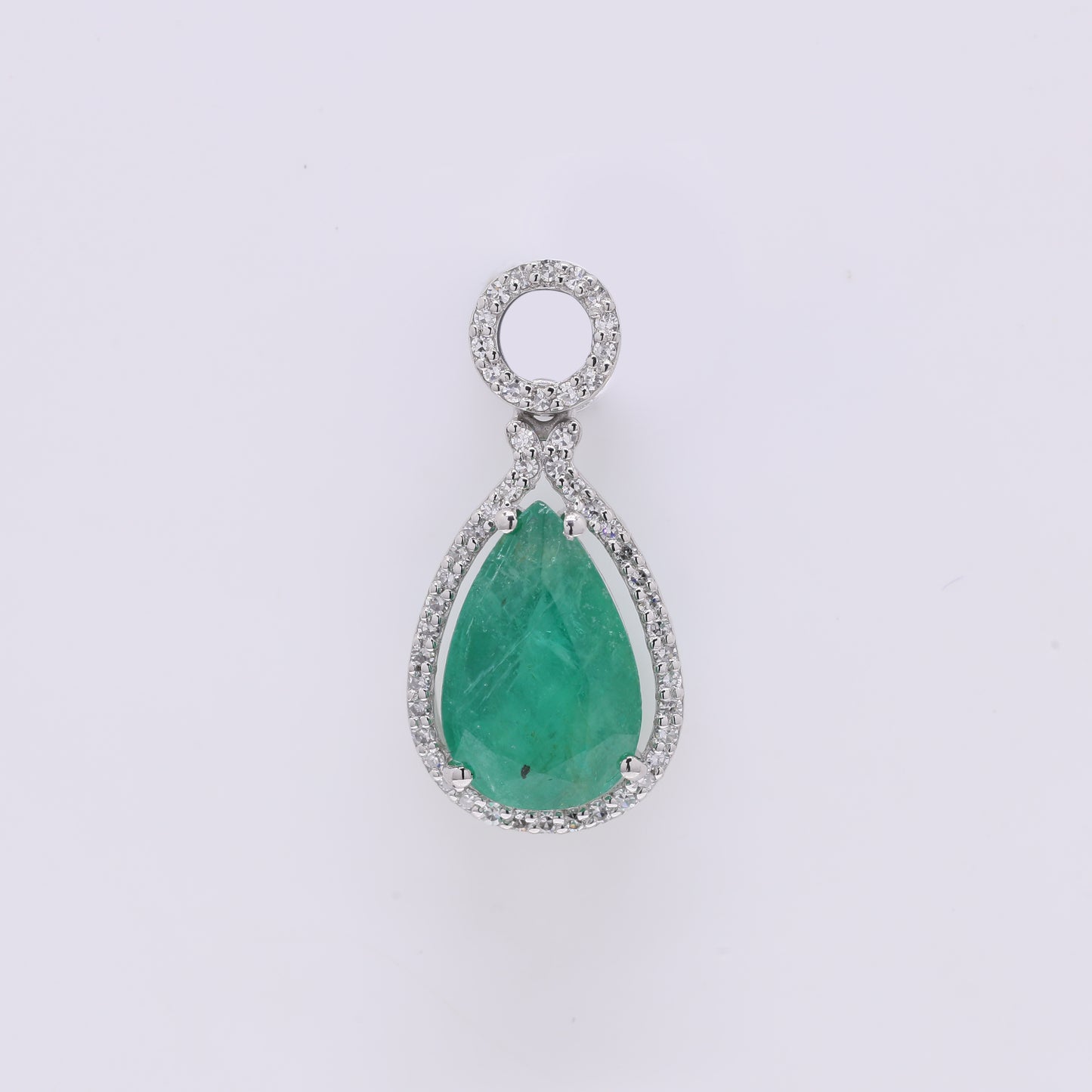 2.80 Ct Pear Mixed Cut Natural Emerald 950 Platinum Pendant