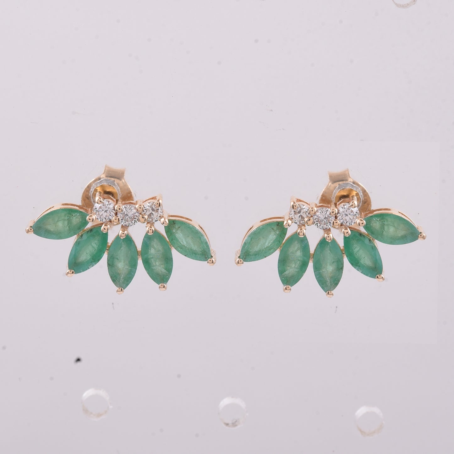 1.63 Ct Marquise Natural Emerald 14K Gold Earrings