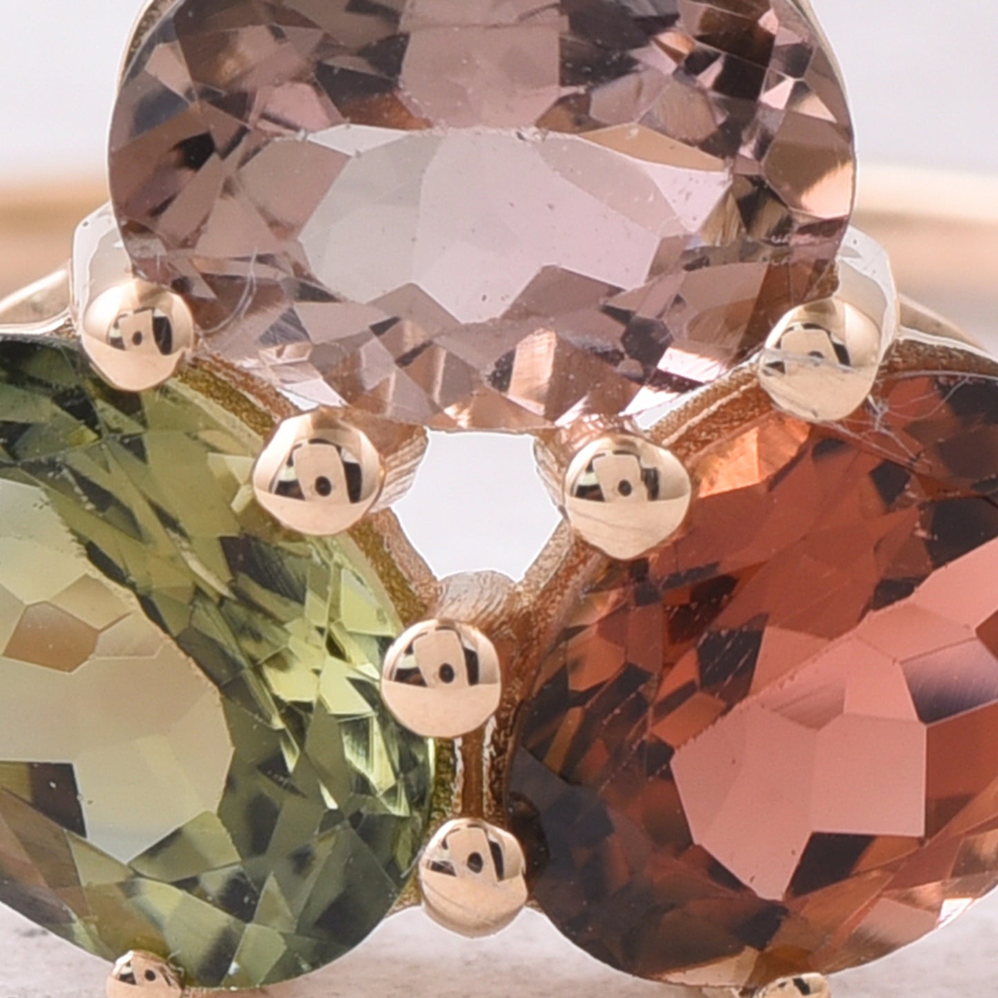 2.41 Ct Oval Natural Multi-Coloured Tourmaline 14K Gold Ring