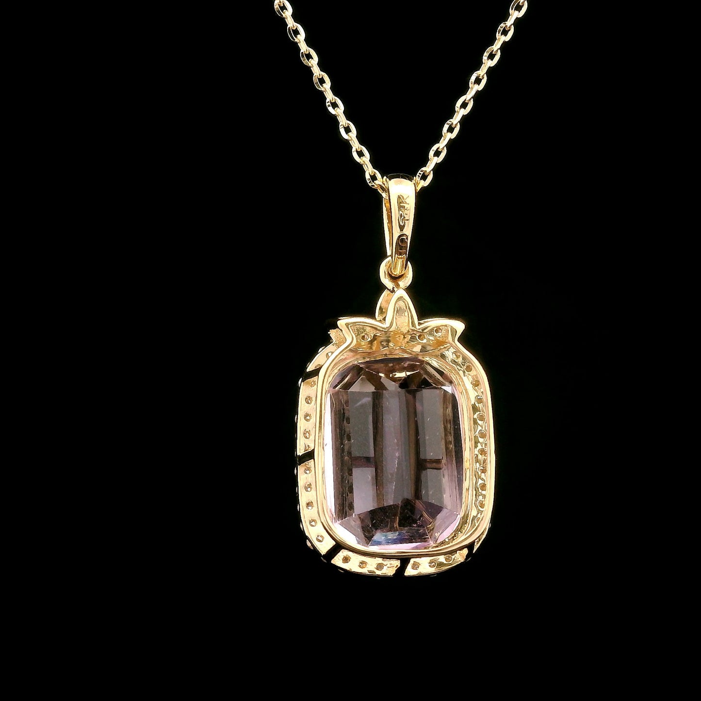 7.36 Ct Cushion Kunzite 14K Gold Pendant