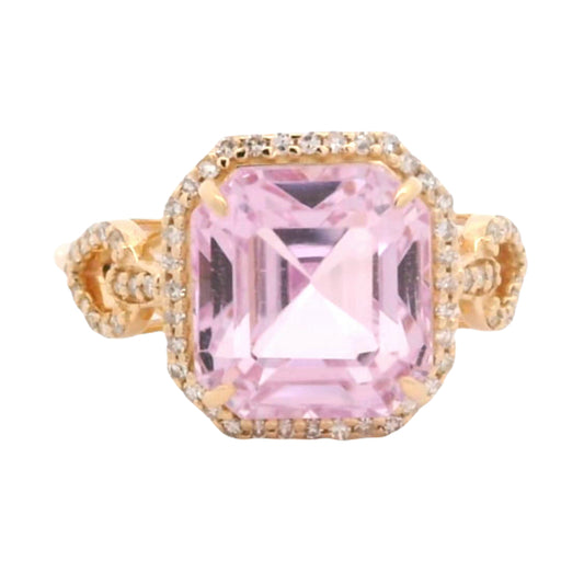 5.61 Ct Octagon Kunzite 14K Gold Ring