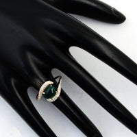 1.95 Ct Oval Cabochon Natural Beryl Emerald 14K Gold Ring