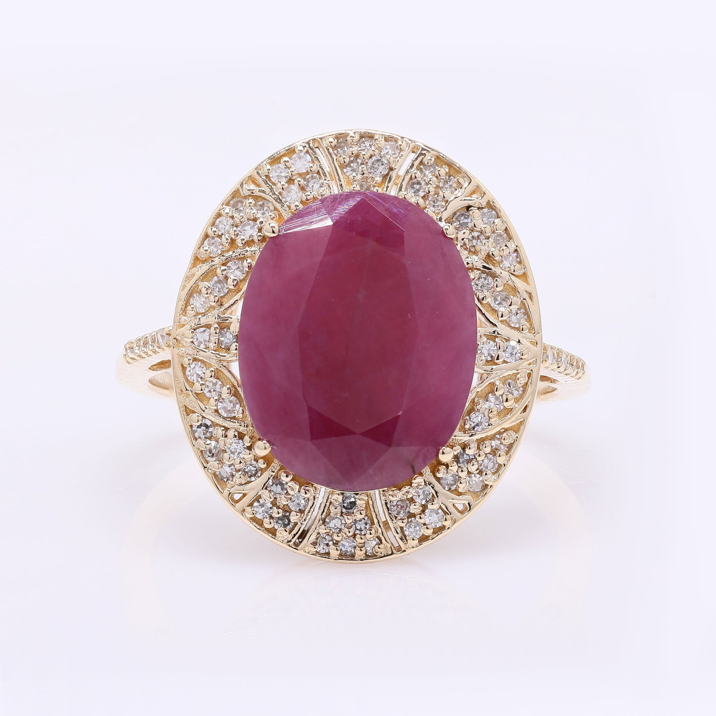 4.55 Ct Oval Mixed Cut Natural Ruby 14K Gold Ring