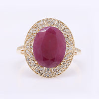 4.55 Ct Oval Mixed Cut Natural Ruby 14K Gold Ring