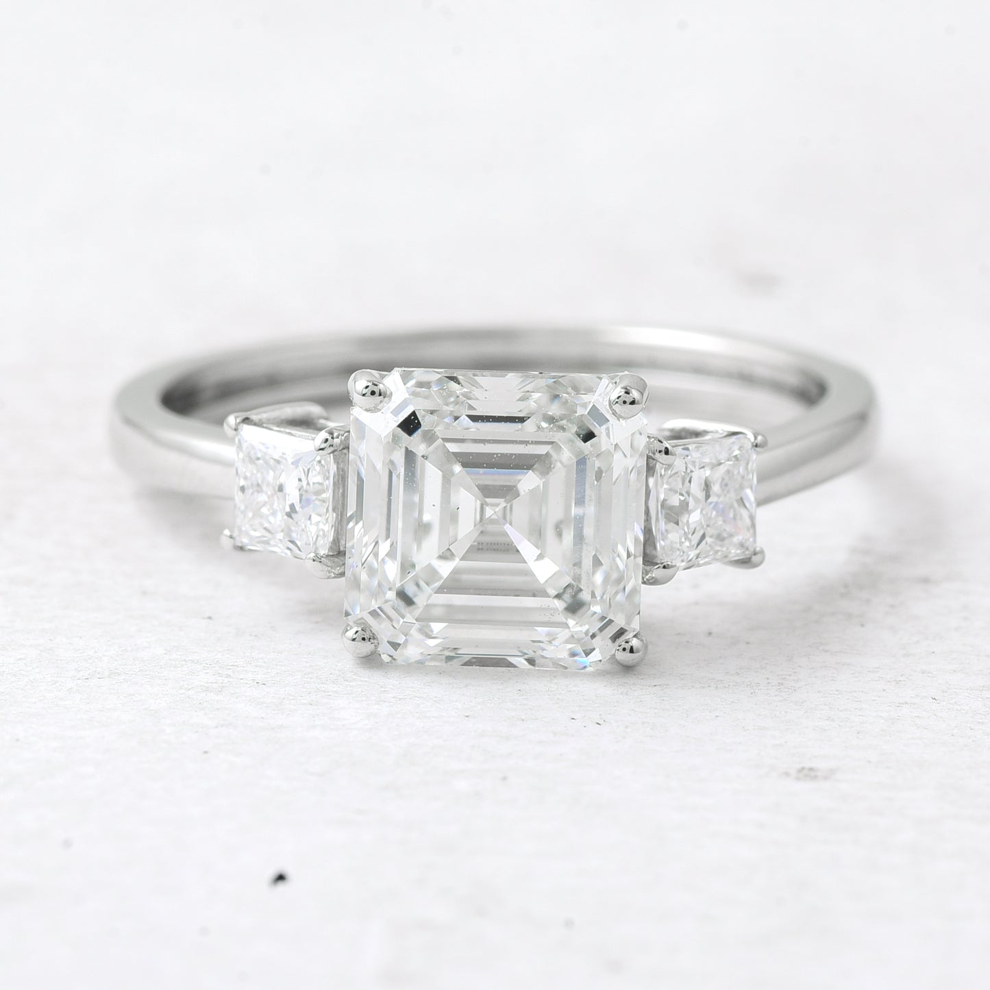 2.80 Ct Asscher Lab Grown Diamond 950 Platinum Ring
