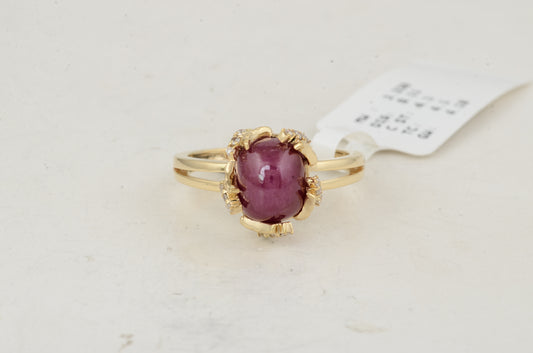 4.21 Ct Cushion Ruby 14K Gold Ring