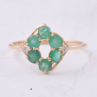 0.66 Ct Round Natural Emerald 14K Gold Ring