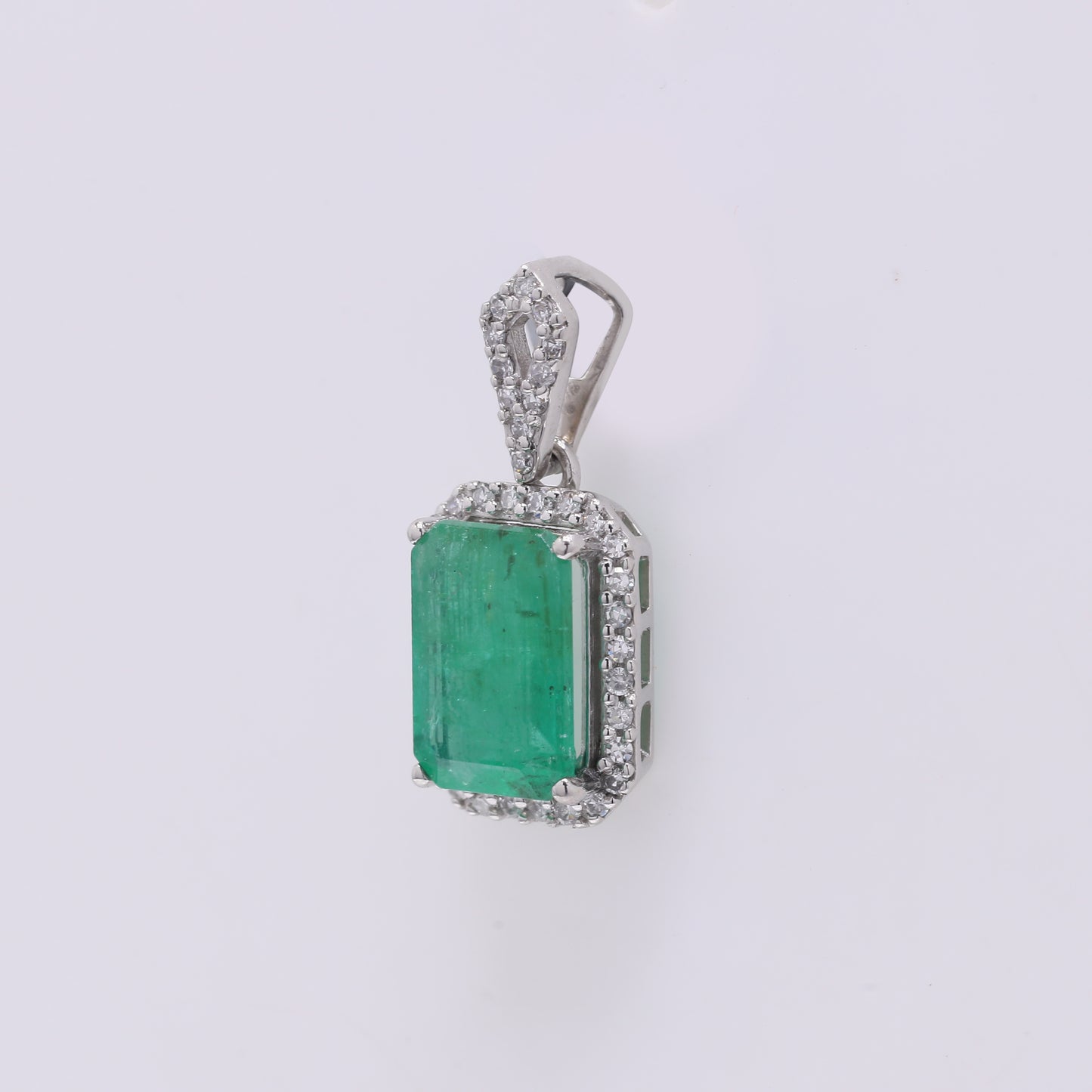 1.60 Ct Octagon Step Cut Natural Emerald 950 Platinum Pendant