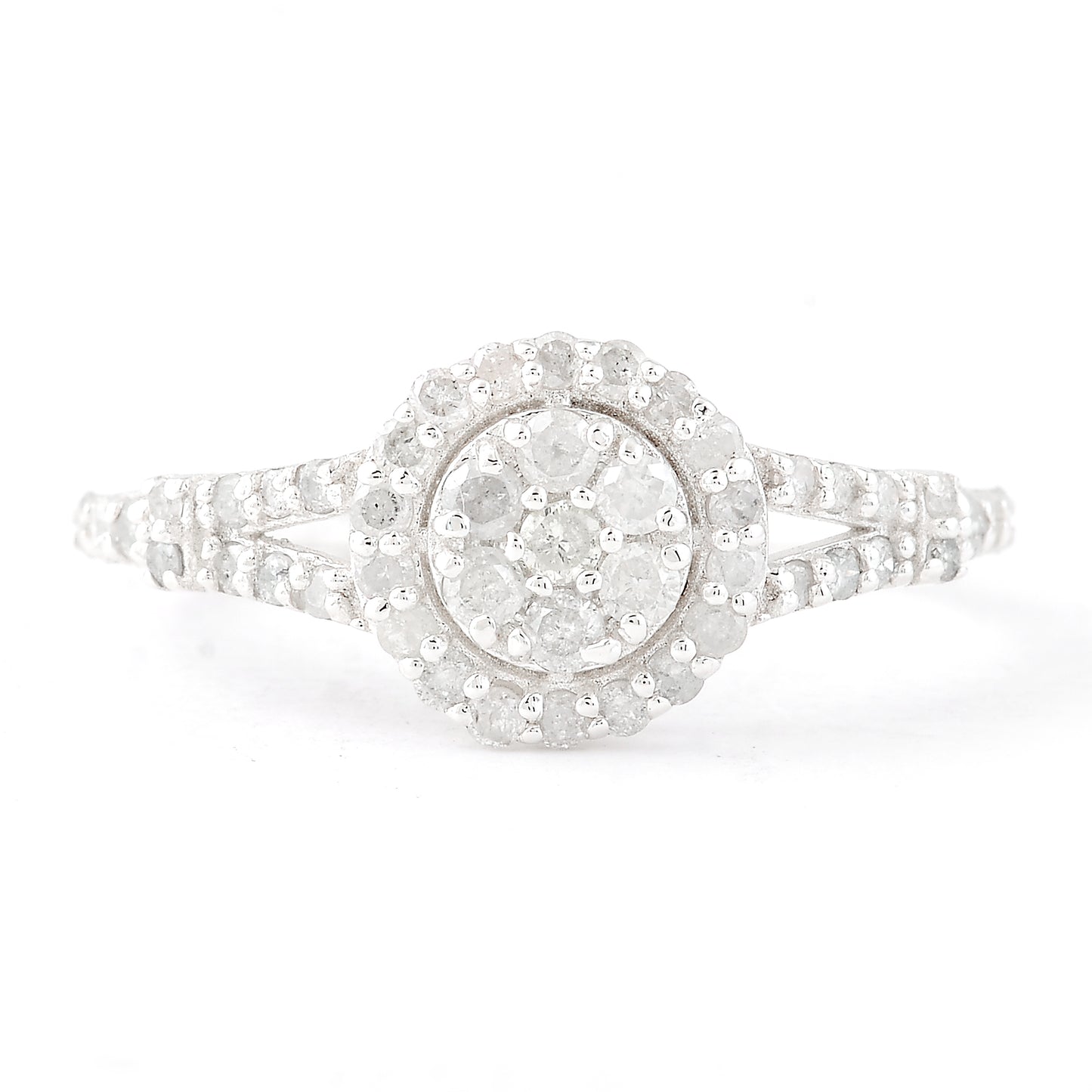 0.64 Ct Round Diamond 925 Sterling Silver Ring