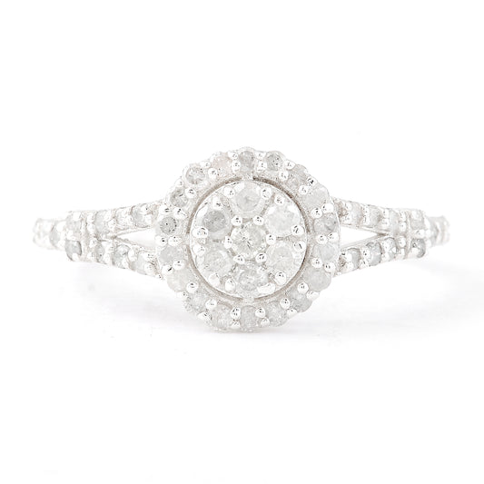 0.64 Ct Round Diamond 925 Sterling Silver Ring