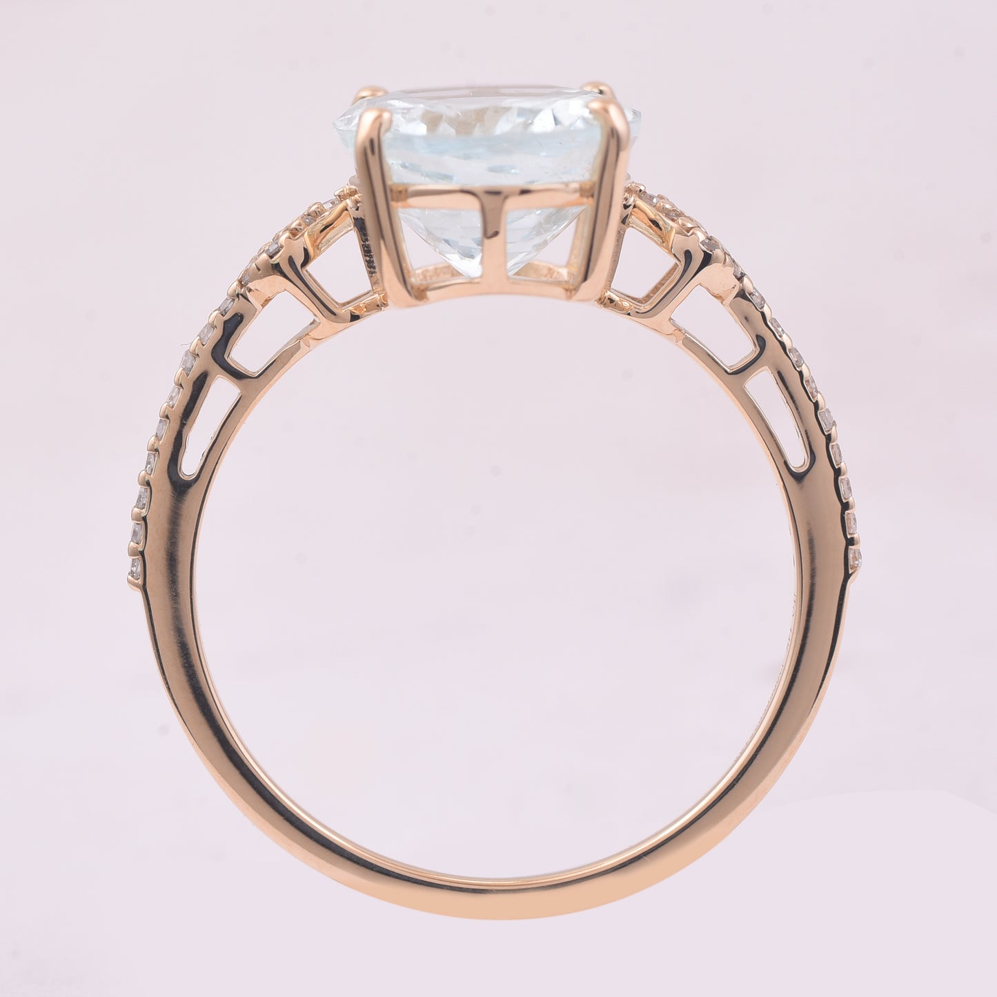 3.27 Ct Oval Mixed Cut Natural Aquamarine 14K Gold Ring