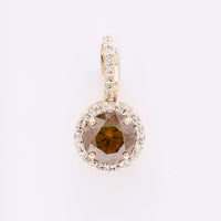 0.81 Ct Round Red Diamond 14K Gold Pendant
