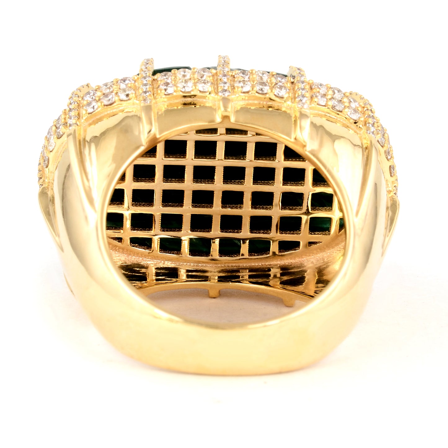 25.55 Ct Oval Natural Beryl Emerald 14K Gold Cluster Ring