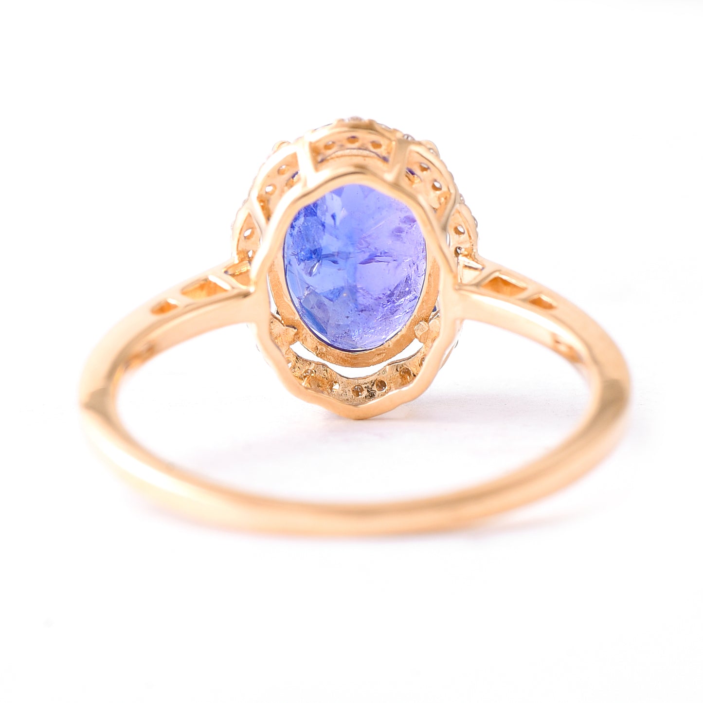 3.05 Ct Oval Mixed Cut Natural Tanzanite 14K Gold Ring
