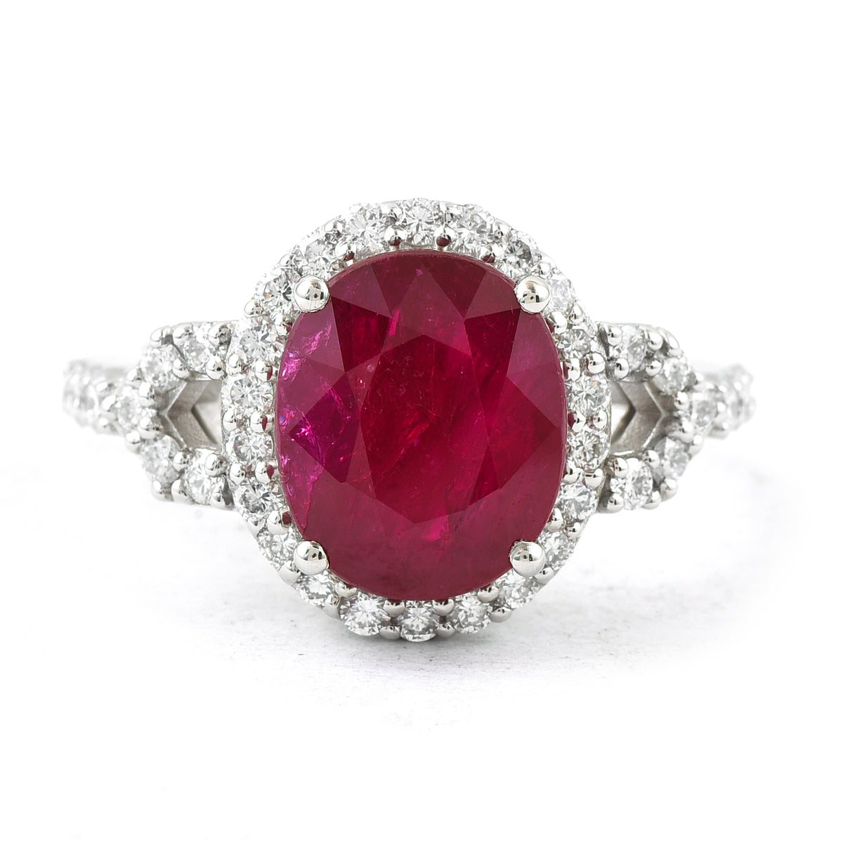 5.72 Ct Oval Ruby 950 Platinum Ring
