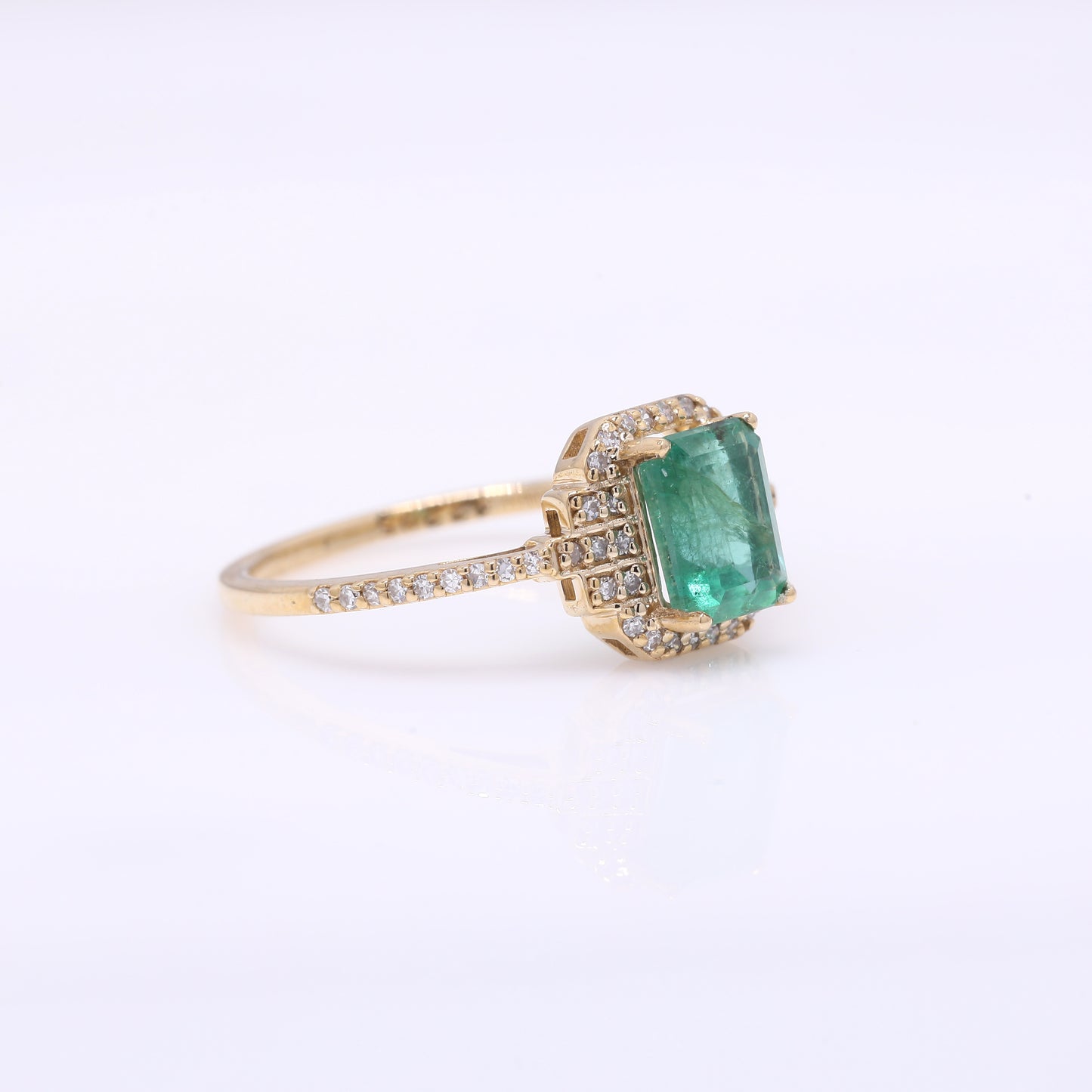 1.32 Ct Octagon Step Cut Natural Emerald 14K Gold Ring