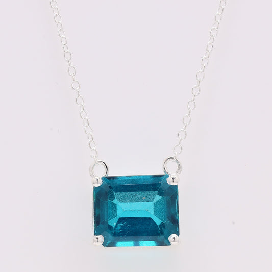 6.86 Ct Octagon Paraiba Topaz 925 Silver Pendant