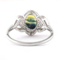 2.28 Ct Oval Mixed Cut Natural Bi-Coloured Sapphire 950 Platinum Ring
