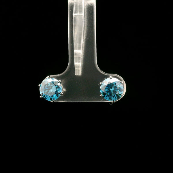 2.07 Carats Blue Lab Grown Diamond 14K Gold Earrings