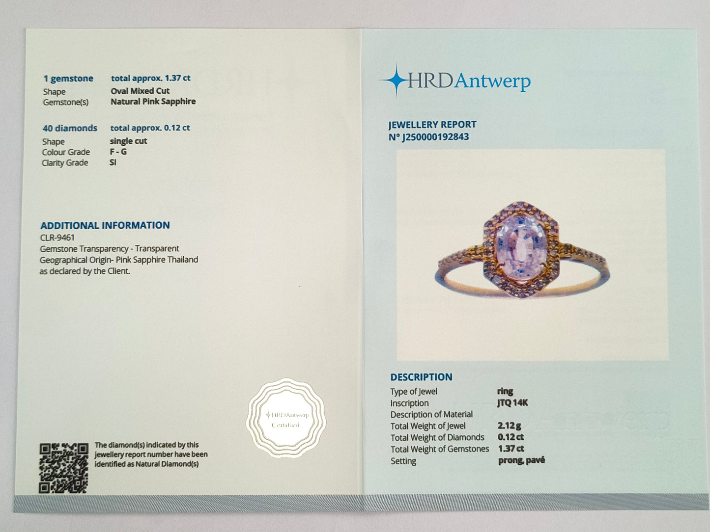 1.49 Ct Oval Mixed Cut Natural Pink Sapphire 14K Gold Ring