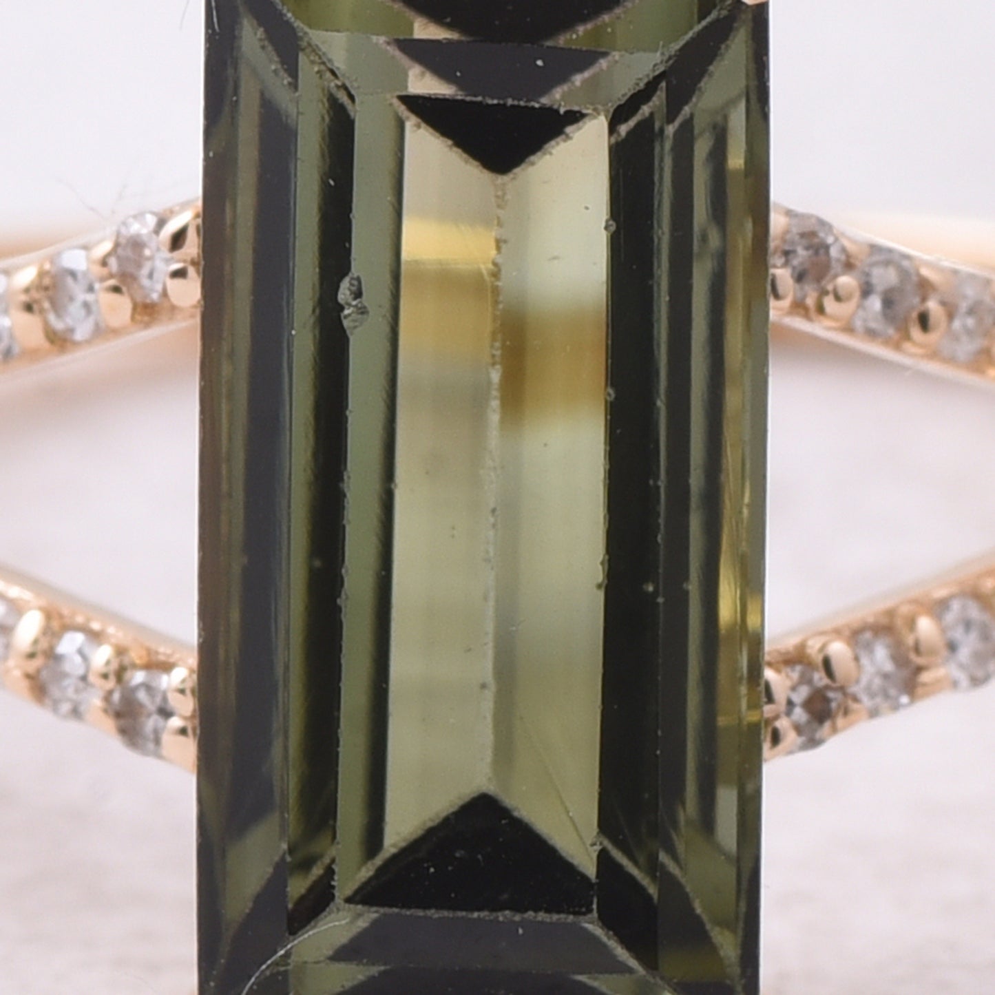 2.35 Ct Rectangle Step Cut Natural Green Tourmaline 14K Gold Ring
