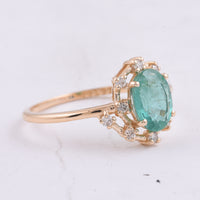 1.29 Ct Oval Natural Emerald 14K Gold Ring