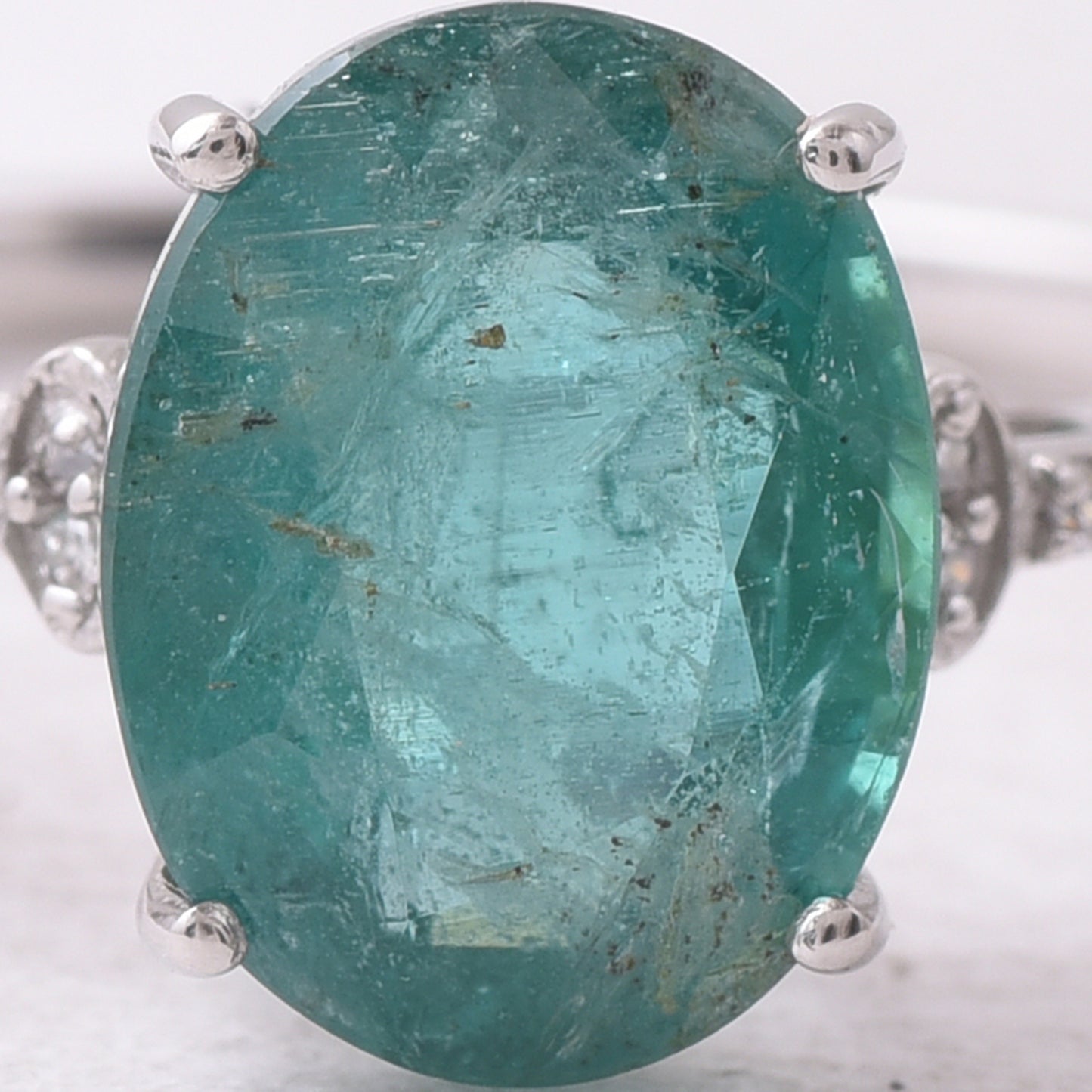 2.71 Ct Oval Mixed Cut Natural Emerald 950 Platinum Ring