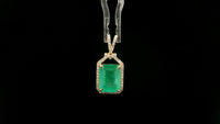 3.54 Ct Octagon Natural Emerald 14K Gold Pendant