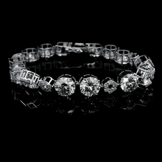 30.39 Ct Round Lab Grown Diamond 14K Gold Bracelet