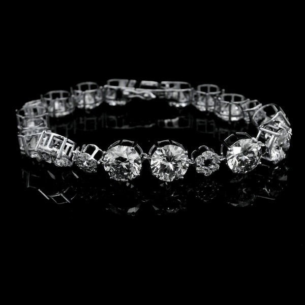 30.39 Ct Round Lab Grown Diamond 14K Gold Bracelet