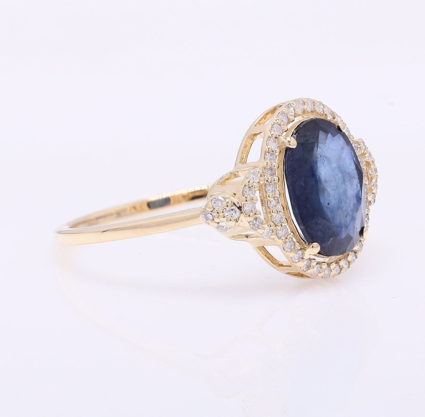 1.99 Ct Oval Mixed Cut Natural Sapphire 14K Gold Ring