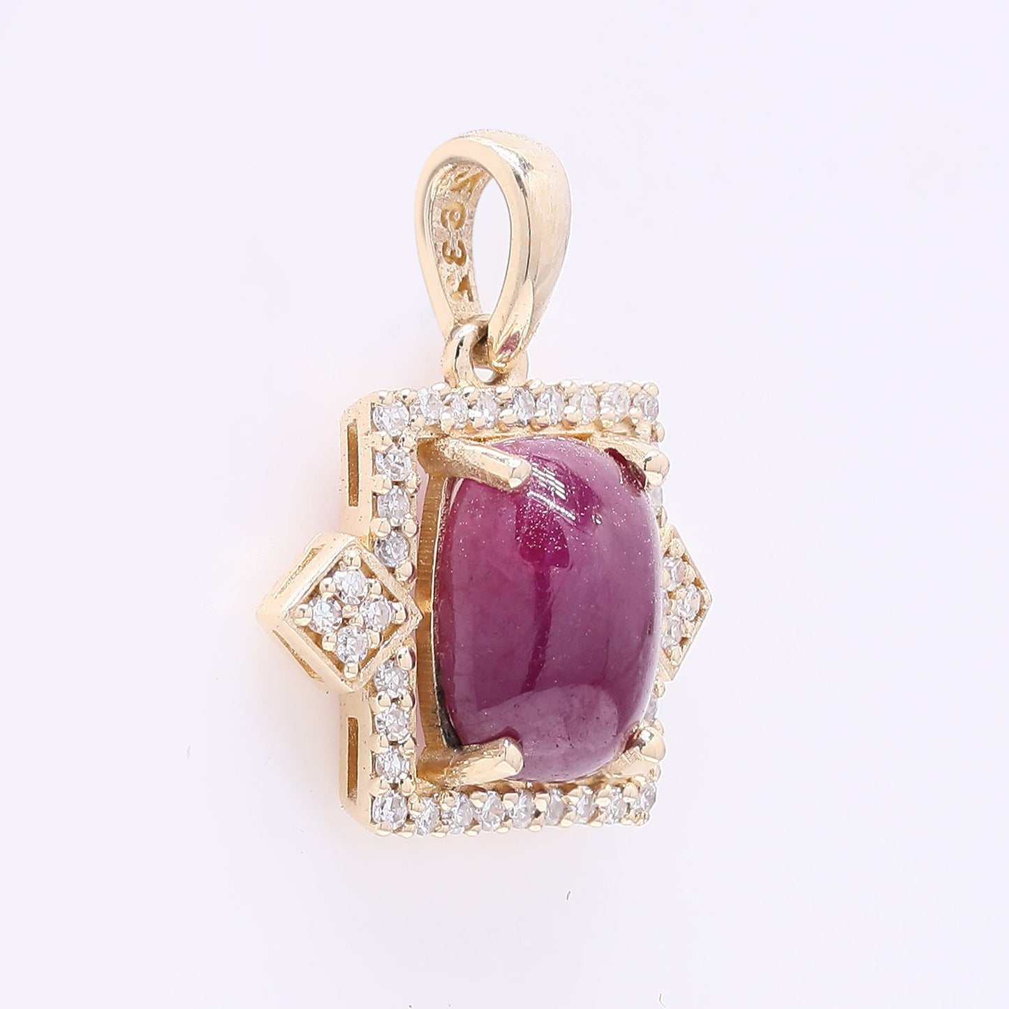 2.03 Ct Cushion Cabochon Natural Ruby 14K Gold Pendant