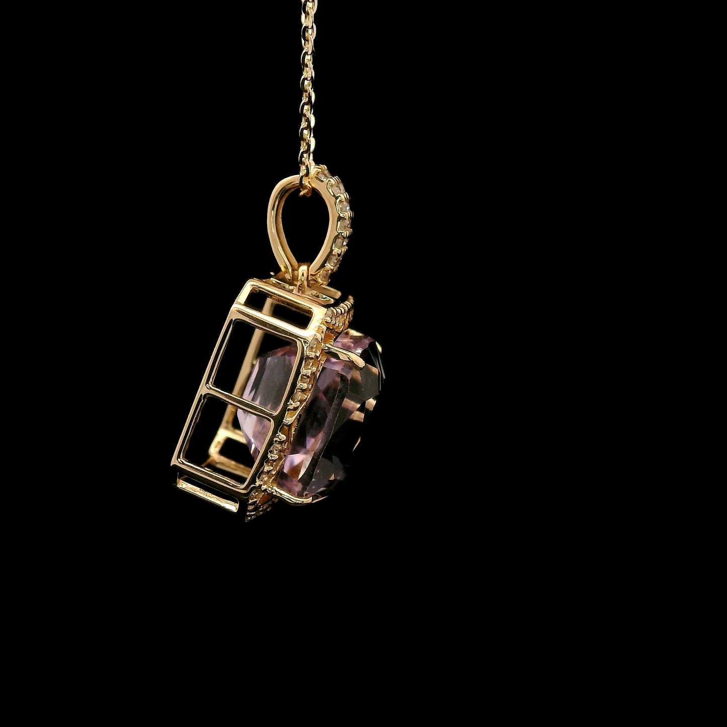 6.85 Ct Cushion Kunzite 14K Gold Pendant