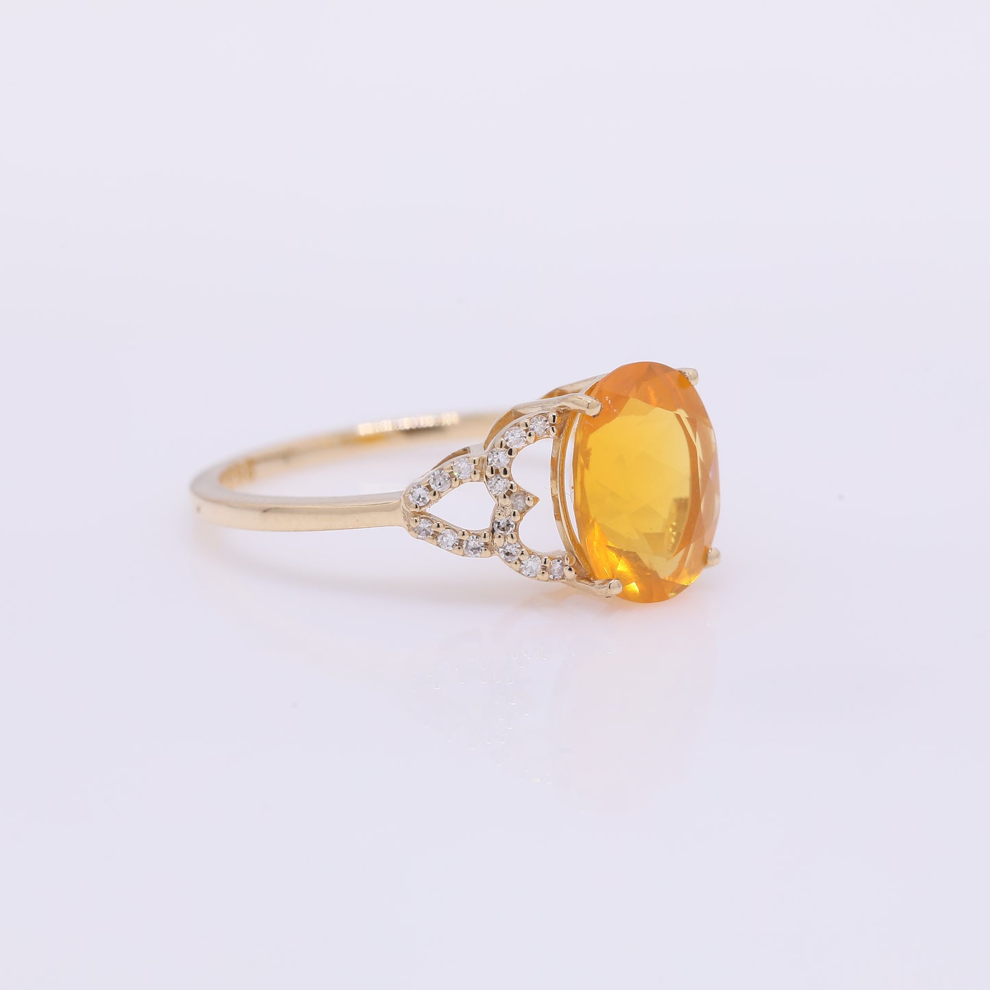 1.77 Ct Oval Mixed Cut Natural Fire Opal 14K Gold Ring