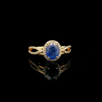 1.86 Ct Oval Mixed Cut Natural Sapphire 14K Gold Ring