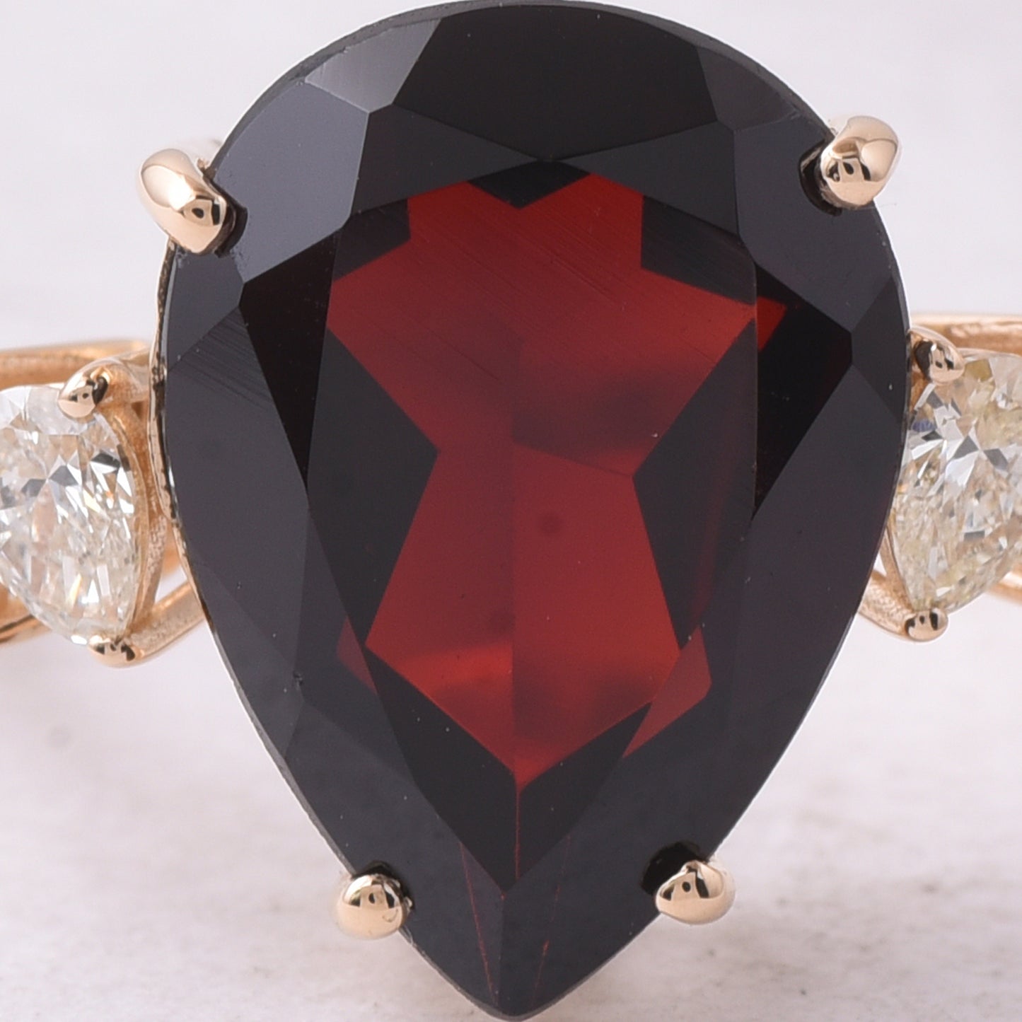 5.85 Ct Pear Mixed Cut Natural Garnet 14K Gold Ring