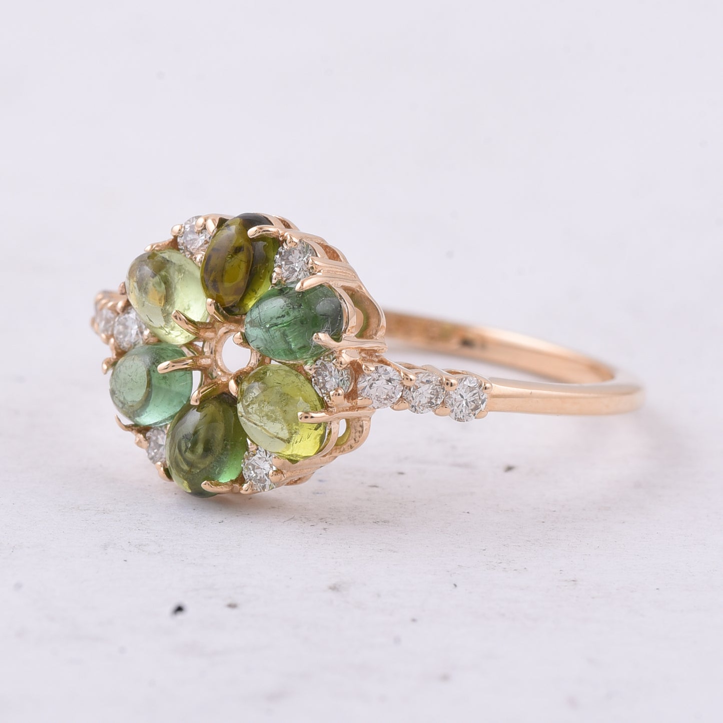 1.35 Ct Oval Cabochon Cut Natural Tourmaline 14K Gold Ring