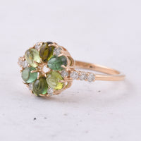 1.35 Ct Oval Cabochon Cut Natural Tourmaline 14K Gold Ring