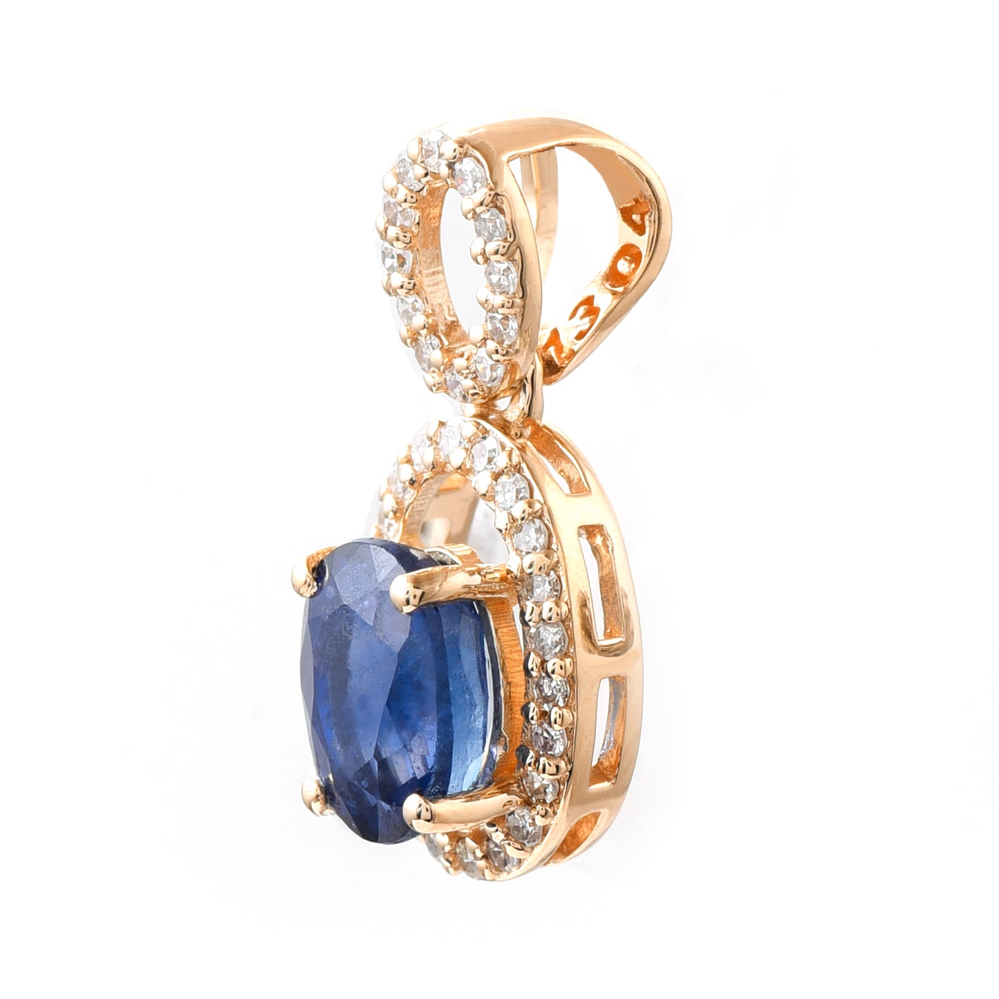 1.15 Ct Oval Mixed Cut Natural Sapphire 14K Gold Pendant